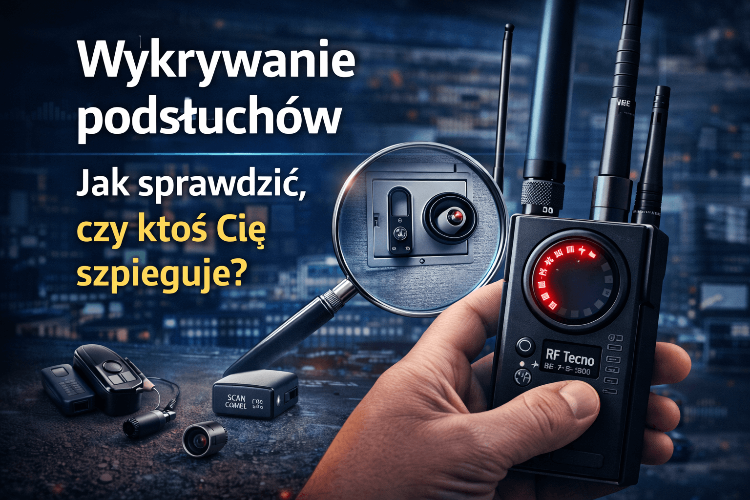 Obraz przedstawiający sprzęt do wykrywania podsłuchów.