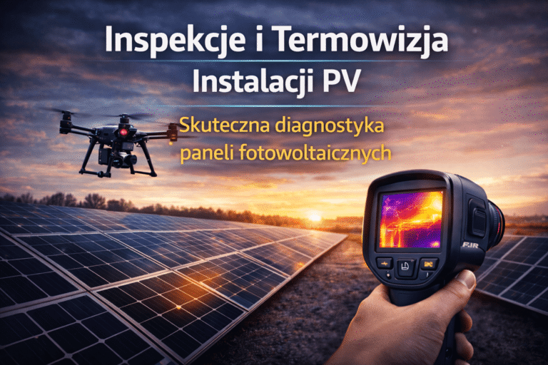 Zdjęcie przedstawiające działanie termowizji instalacji PV.
