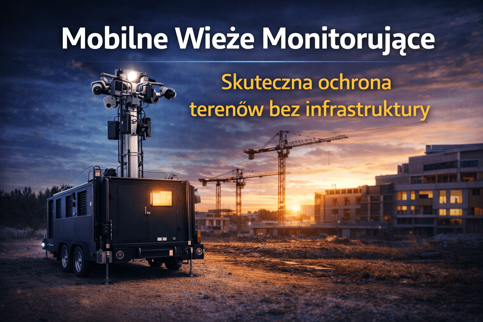 Zdjęcie przedstawia mobilne wieże monitorujące w terenie.